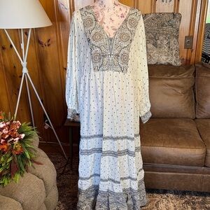 Bohemian White and Black Maxi Dress